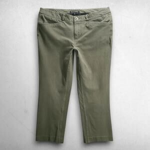 Banana Republic Cropped Ankle Chino Pants Slim Straight Stretch Women 8 Green